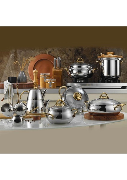 18 Parça Çeyiz Seti Gold Kulplu