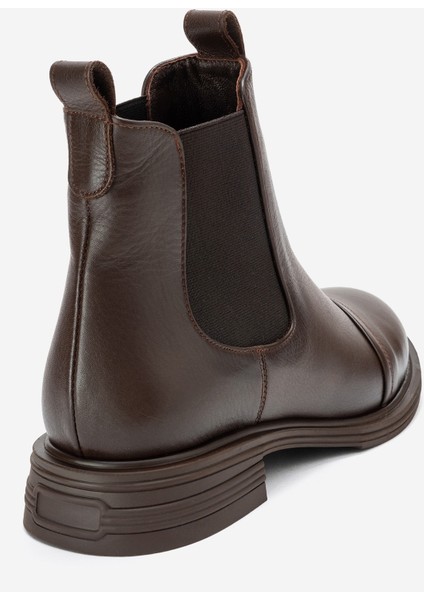 Sıdney Kahverengi Cilt Hakiki Deri Tokalı Lastikli Kadın Chelsea Bot indirimleri