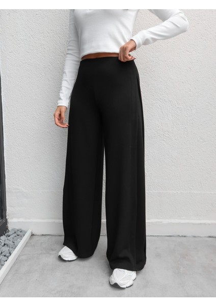 Yan Pile Detaylı Geniş Paça Pantolon fiyatları