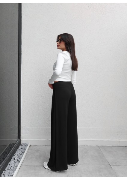 Yan Pile Detaylı Geniş Paça Pantolon fırsatları