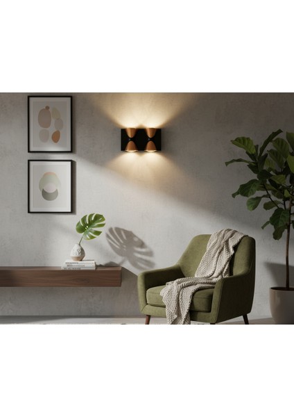 Merkür LED Aplik 4W – 360 Lümen – Siyah- Gold