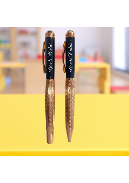Hediyelik Kişiye Özel Isim Baskılı Özel Kutulu Dolma Kalem ve Roller Kalem Seti – Bakır & Siyah modelleri