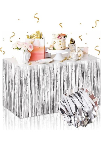 Resveq Gümüş Metalize Masa Eteği 275X75 cm – Kendinden Yapışlı