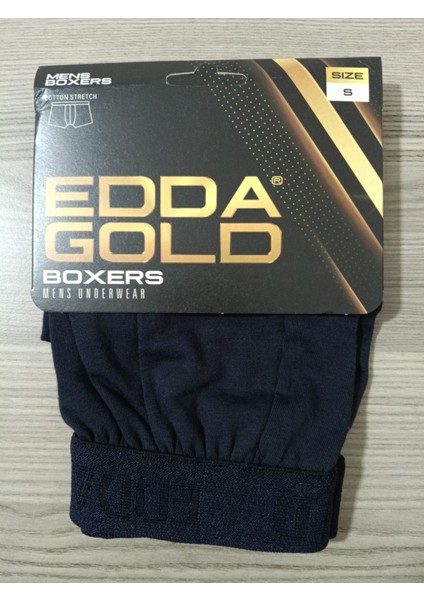 Gold Penye Kumaş Likralı Erkek Boxer - Lacivert - Small - Tekli