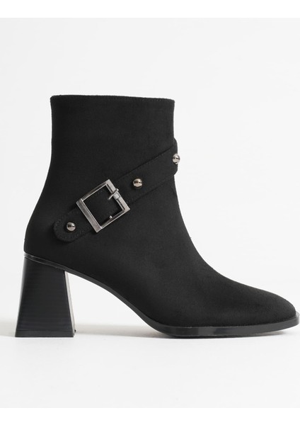 Vera Kadın Siyah Süet Topuklu Bot