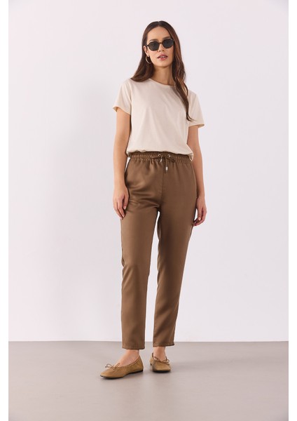 Alian Beli Lastikli Beach Pantolon(Tencel)(Tm)-Kakao modelleri