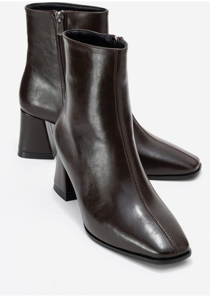 Arven Kahverengi Cilt Kadın Kalın Topuklu Bot