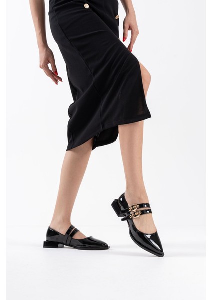 Murder Siyah Rugan Kemer Detaylı Kadın Topuklu Ayakkabı fırsatları