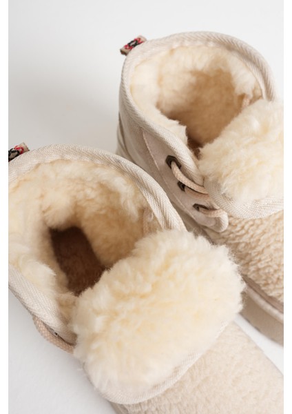 Loana Kadın Kürklü Bej Kışlık Kalın Tabanlı Bot indirimleri