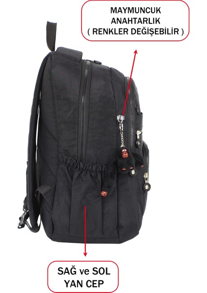 Maymuncuklu Okul Çantası Geniş Iç Hacim Yandan Cepli Çok Bölmeli Ortopedik fırsatları
