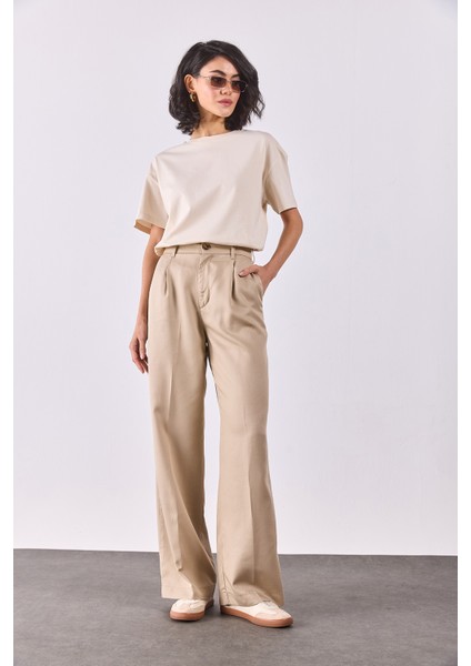 Chloe Wide Leg Palazzo Pantolon(Tencel)(Tm)-Bej fiyatları