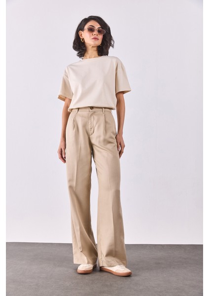 Chloe Wide Leg Palazzo Pantolon(Tencel)(Tm)-Bej modelleri