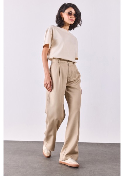 Chloe Wide Leg Palazzo Pantolon(Tencel)(Tm)-Bej fırsatları