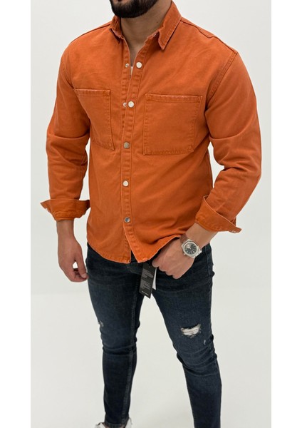 Jeremy Denim Classic Oversize Premium Kot Erkek Mavi Jean Gömlek