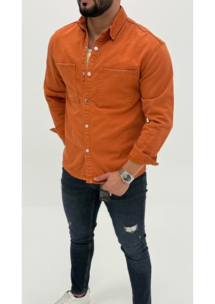 Jeremy Denim Classic Oversize Premium Kot Erkek Mavi Jean Gömlek modelleri