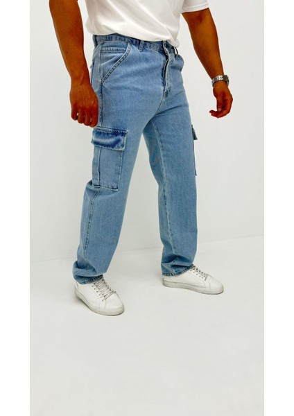 Martin Denim Premium Baggy Kargo Cep Mavi Kot Erkek Jean Pantolon fiyatları