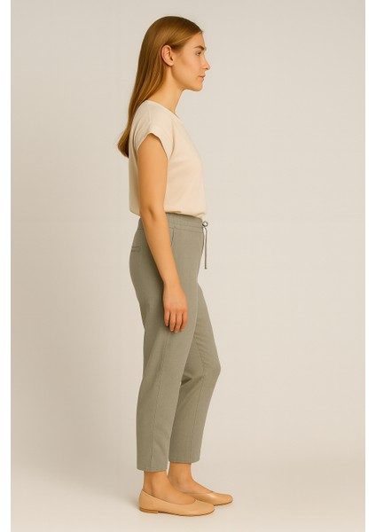 Alian Beli Lastikli Keten Beach Pantolon-Nil Yeşili fırsatları