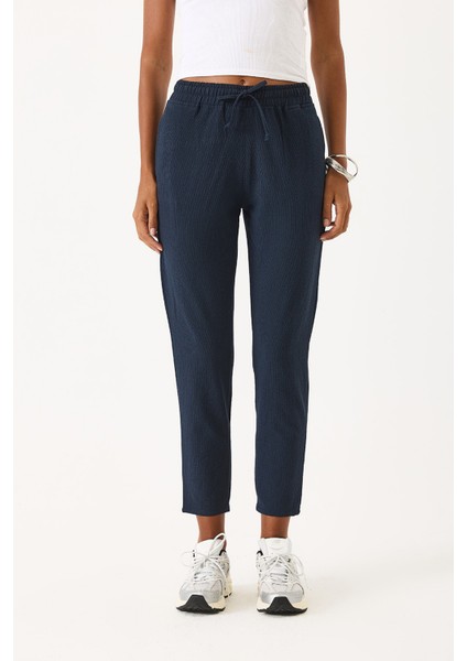 Alian Beli Lastikli Gofre Çizgili Beach Pantolon-Lacivert Çizgili fiyatları