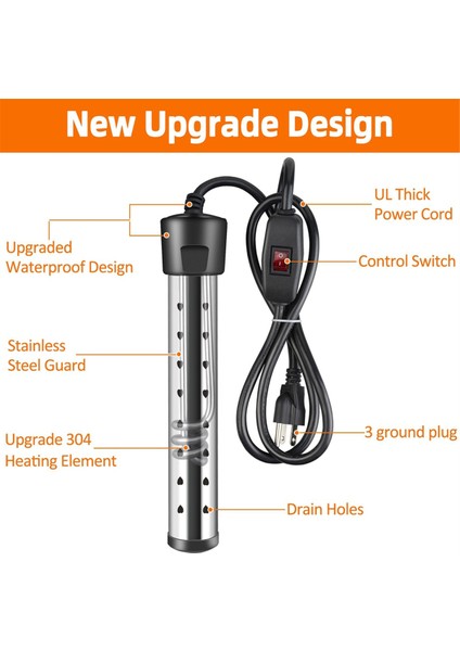 Daldırma Su Isıtıcısı, Anahtar Kontrollü 1500W Havuz Isıtıcısı, Akıllı Sıcaklık Kontrollü Küvet Isıtıcısı Abd Prizi (Yurt Dışından) modelleri