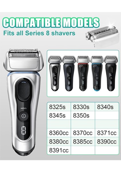 Braun Series 8 S8 Yedek Başlıklı Elektrikli Tıraş Bıçakları Model 8370CC, 8340S, 8350S, 8467 Için 2'li Paket 83M Yedek Başlık (Yurt Dışından) fırsatları