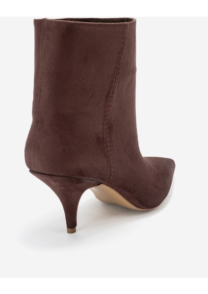 Nuvıa Kahverengi Süet Sivri Burunlu Kadın Topuklu Bot indirimleri