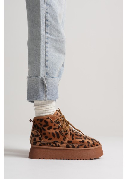 Elena Kadın Kışlık Içi Kürklü Kalın Taban Leopar Desen Bot fiyatları
