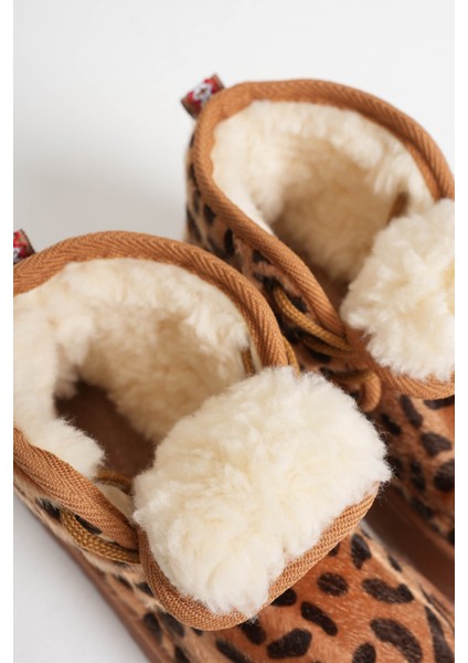 Elena Kadın Kışlık Içi Kürklü Kalın Taban Leopar Desen Bot modelleri