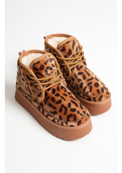 Elena Kadın Kışlık Içi Kürklü Kalın Taban Leopar Desen Bot indirimleri