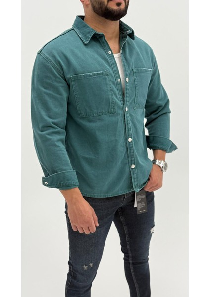 Jeremy Denim Classic Oversize Premium Kot Erkek Mavi Jean Gömlek modelleri