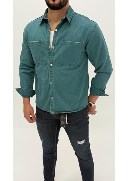 Jeremy Denim Classic Oversize Premium Kot Erkek Mavi Jean Gömlek fırsatları