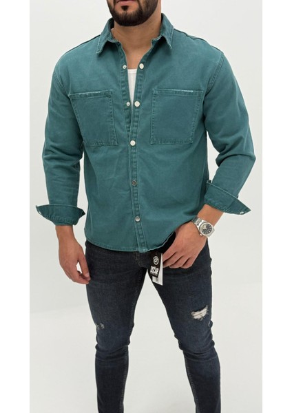 Jeremy Denim Classic Oversize Premium Kot Erkek Mavi Jean Gömlek indirimleri