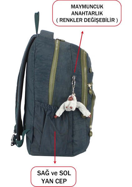 Maymuncuklu Okul Çantası Geniş Iç Hacim Yandan Cepli Çok Bölmeli Ortopedik fırsatları