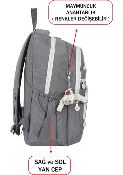 Maymuncuklu Okul Çantası Geniş Iç Hacim Yandan Cepli Çok Bölmeli Ortopedik fırsatları