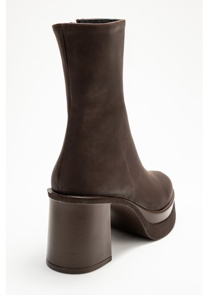 Valen Kahverengi Nubuk Kadın Platform Topuklu Bot indirimleri