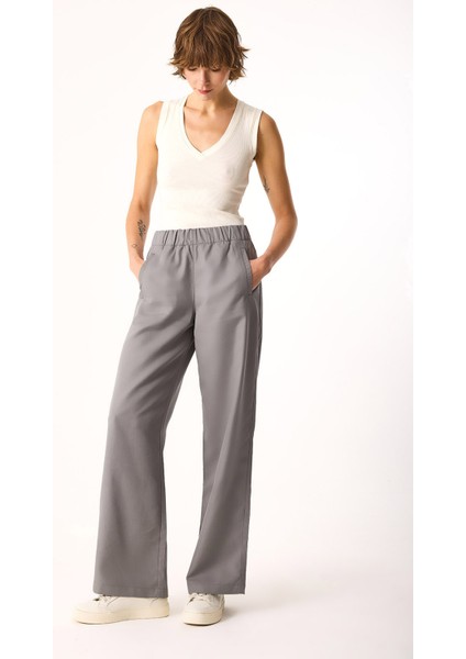 Beli Lastikli Pantolon(Tencel)(Tm)-Gri fırsatları