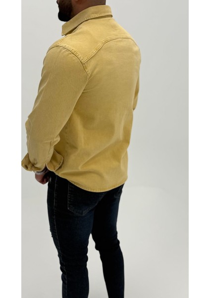 Jeremy Denim Classic Oversize Premium Kot Erkek Mavi Jean Gömlek