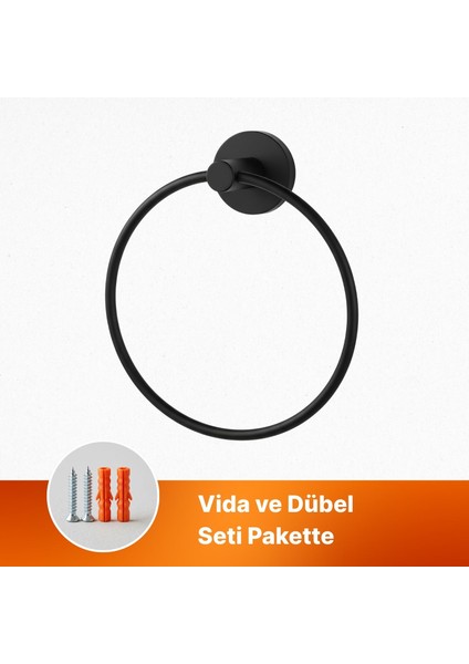 Vidalı Siyah Renkli Yuvarlak 16 cm Banyo Mutfak Lavabo Pratik Havluluk Askılığı modelleri