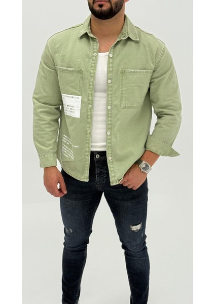 Jayden Classic Denim Black Dıgıtal Baskılı Vintage Jean Erkek Gömlek modelleri