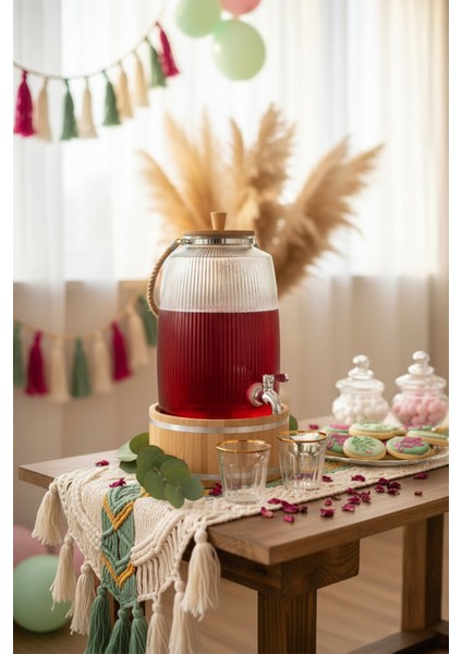 Melo - Bambu Kapak ve Ahşap Standlı Cam Sebil 6l modelleri