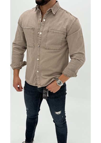 Aidan Denim Mavi Black Vintage Classic Kot Erkek Jean Gömlek