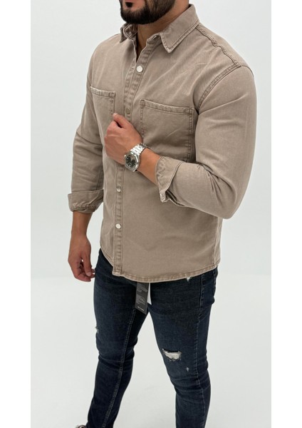 Aidan Denim Mavi Black Vintage Classic Kot Erkek Jean Gömlek