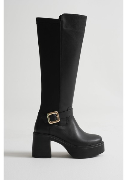 Woly Kadın Günlük Siyah Tokalı Çizme