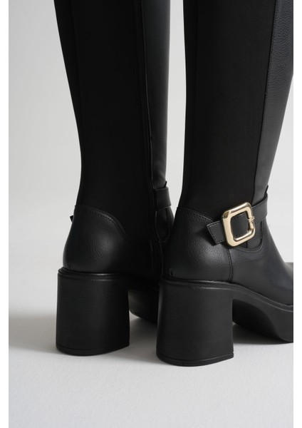 Woly Kadın Günlük Siyah Tokalı Çizme modelleri