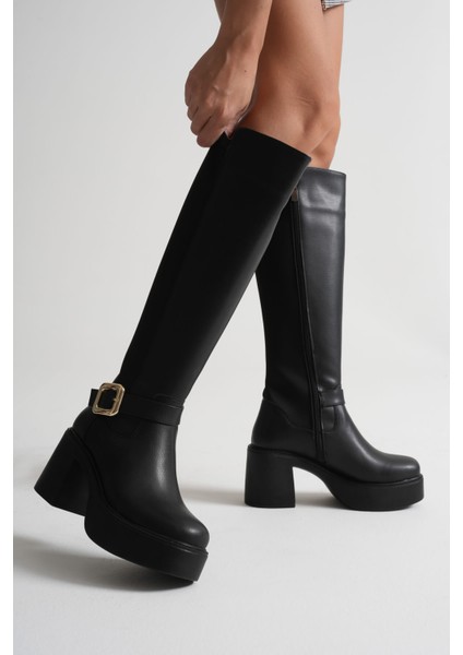 Woly Kadın Günlük Siyah Tokalı Çizme indirimleri