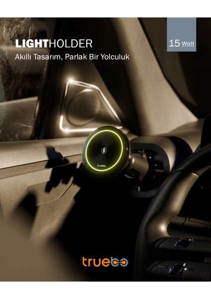 LightHolder Magsafe Şarjlı RGB Araç Telefon Tutucu