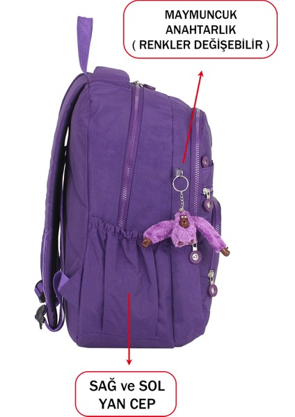 Maymuncuklu Okul Çantası Geniş Iç Hacim Yandan Cepli Çok Bölmeli Ortopedik fırsatları