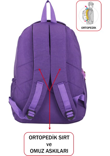 Maymuncuklu Okul Çantası Geniş Iç Hacim Yandan Cepli Çok Bölmeli Ortopedik indirimleri