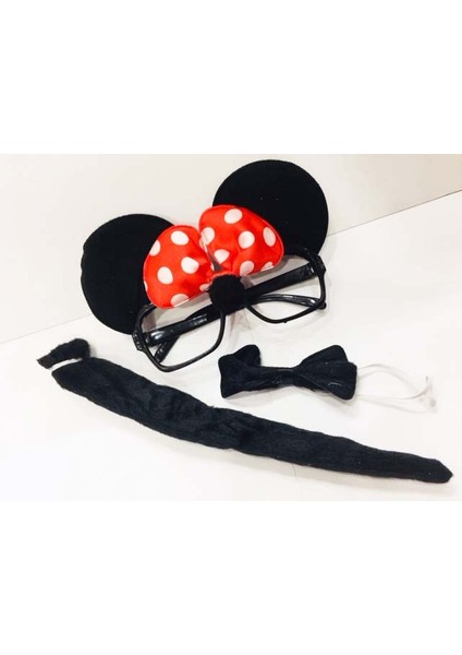 Resveq Minnie Mouse Gözlüğü Papyonu Kuyruğu Seti