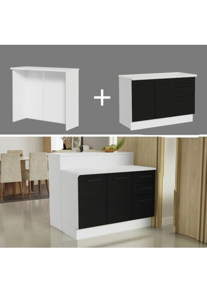 Victor Mutfak Adası Alt Modül 120 Cm- Tezgah Dahil-Çok Amaçlı Dolap-Alt Modül-2 Kapaklı 3 Çekmeceli fırsatları