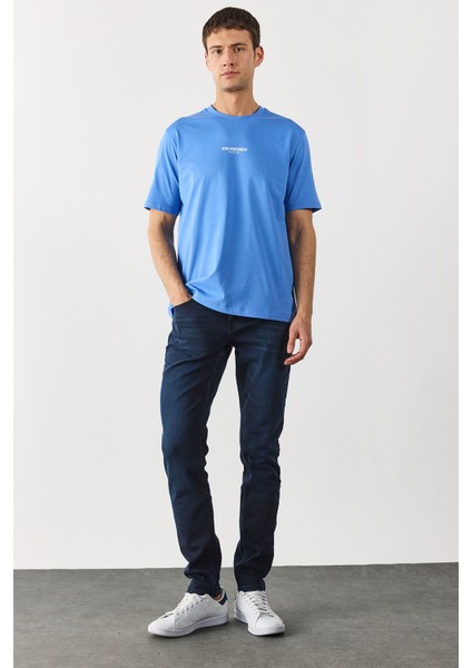 Edward Blue Black Slim Straight Jean Pantolon-Blue Black